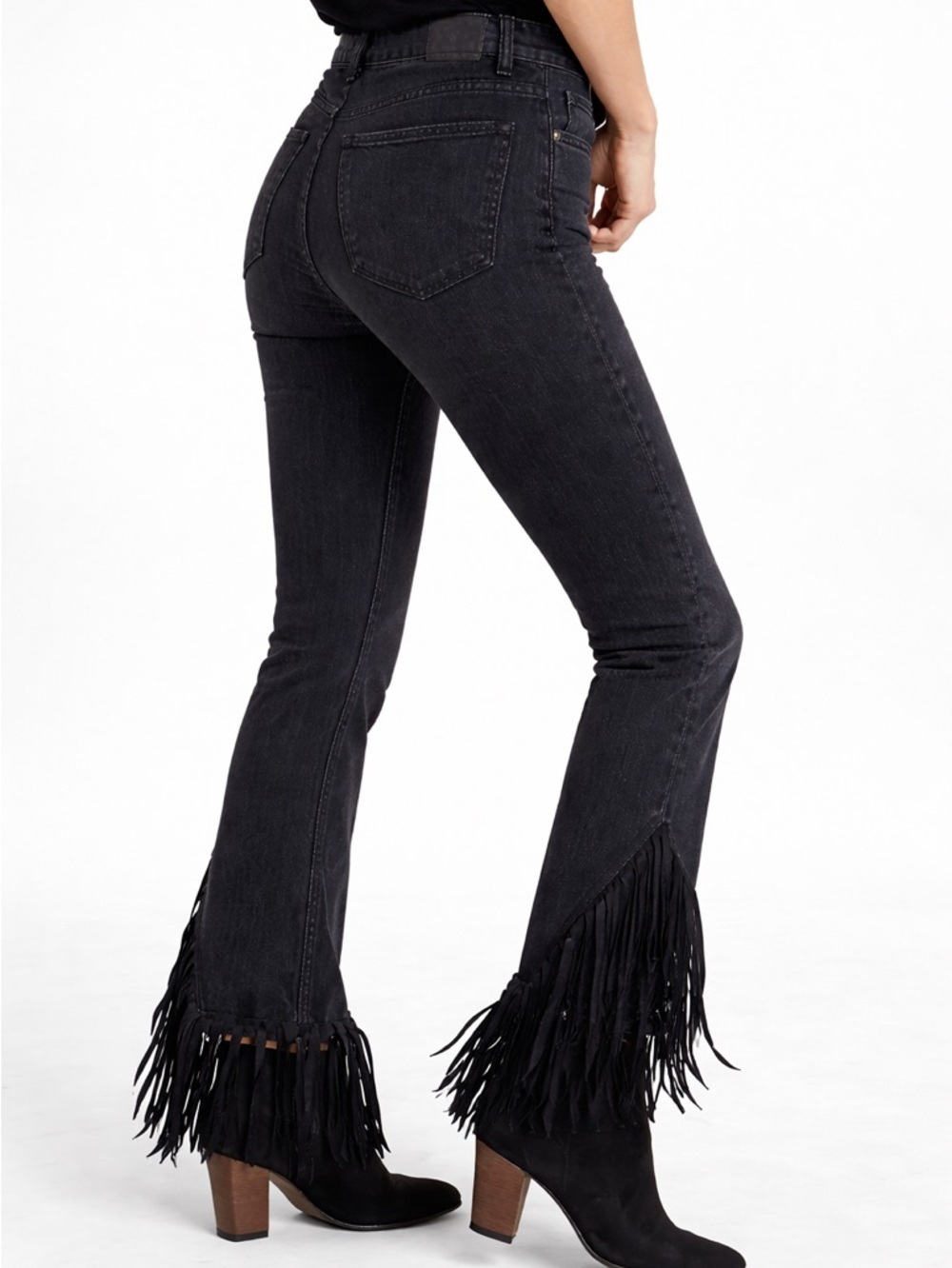 Lucky Brand Fringe Hem Black High Rise Jeans 24